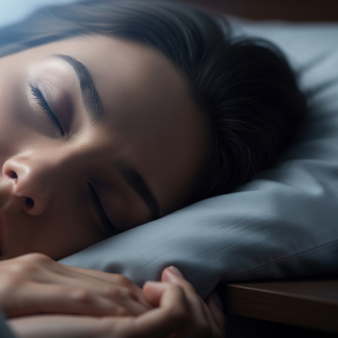 Person sleeping with a bottle of Deep Relief Plus on a nightstand